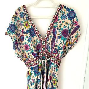 Patterned float drawstring dress